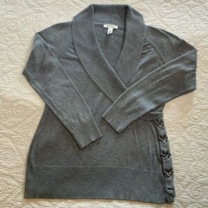 White House Black Market Shawl Collar Pullover Sweater Gray women’s size Large